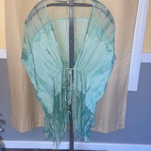 Teal tie dye cover up